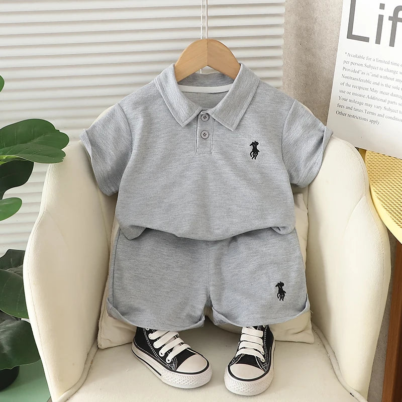 New Summer Children Boys Clothing Kids Cotton Polo T-Shirt Shorts 2Pcs/Set Toddler Casual Sport Suits Baby Clothes Tracksuits