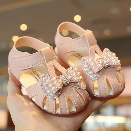 Summer Baby Girls Sandals Bowtie Fashion Pink Princess Toddler Party Dance Shoes
