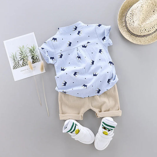 New Summer Baby Clothes Suit Kids Boys Clothing Children Casual Shirt Shorts 2Pcs/Sets Toddler Sports Costume Infant Tracksuits