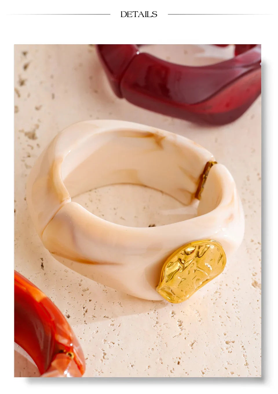 Yhpup 60mm Multi-Color Resin Wide Bracelet Bangle 2025 Exclusive Waterproof Stainless Steel Hot Style Fashion Wrist Jewelry Gift