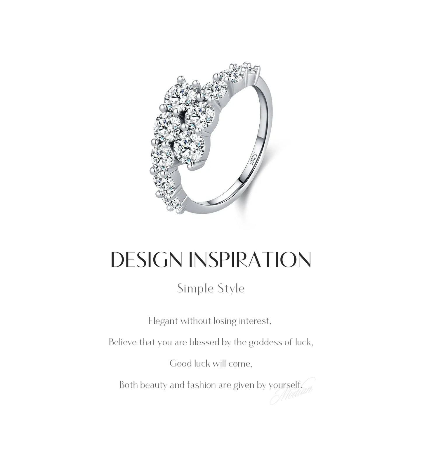 MODIAN 925 Sterling Silver Classic Luxury Round CZ Eternity Band Rings For Women Wedding Engagement Statement Jewelry Gift