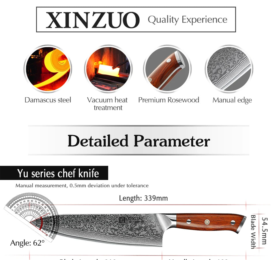 8.5 Inch Chef Knives High Carbon Chinese VG10 67 Layer Damascus Kitchen