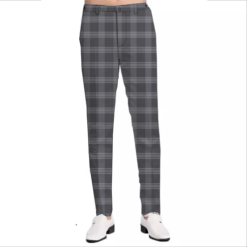 Plaid Men's Casual Suit Pants Outdoor Street Business Casual Dress