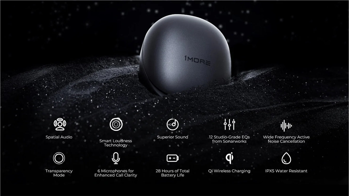 1MORE Aero Ear buds Noise Cancellation Bluetooth 5.2 flash-sale  Clear Calls 28h Playtime  Wireless Charging headset  electronic