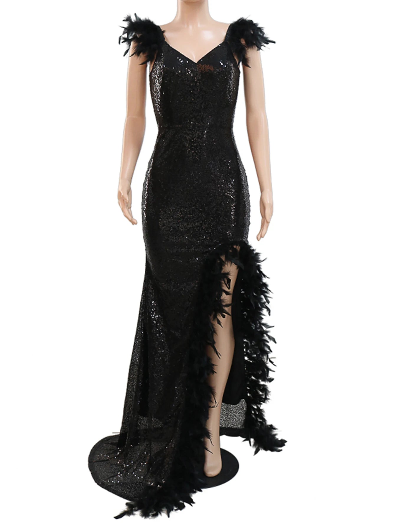 Evening Dresses: Maxi bodycon dress women shiny club birthday