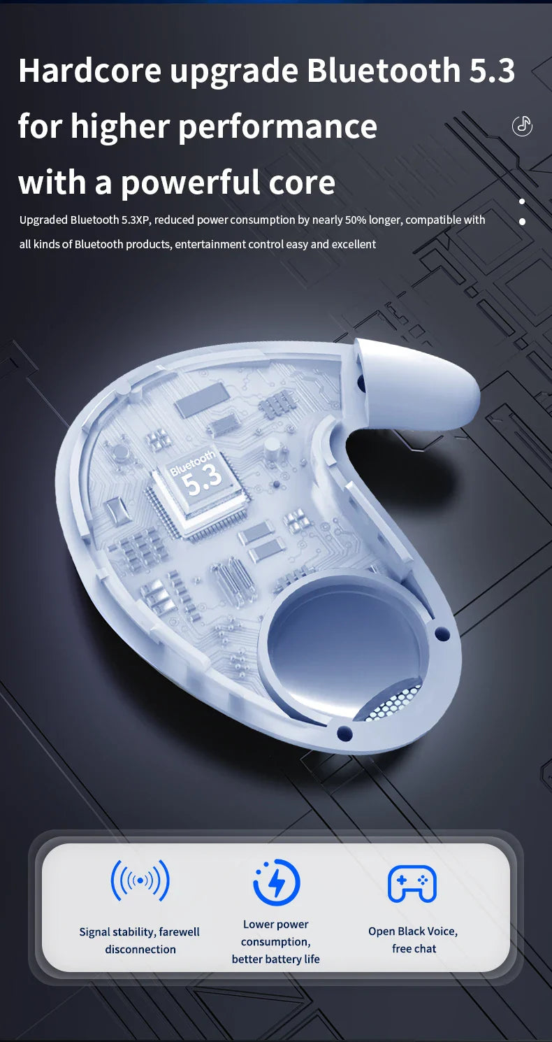 Sleep Invisible Stereo Headset IPX5 Waterproof Wireless Bluetooth Earphone Earbuds with Mic for Phone Bluetooth 5.3 Headphones