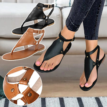 Flops Buckle Women‘S Toe Strap Sandals Ladies Flat Beach Flip Shoes Sandals Open Women'S Sandals