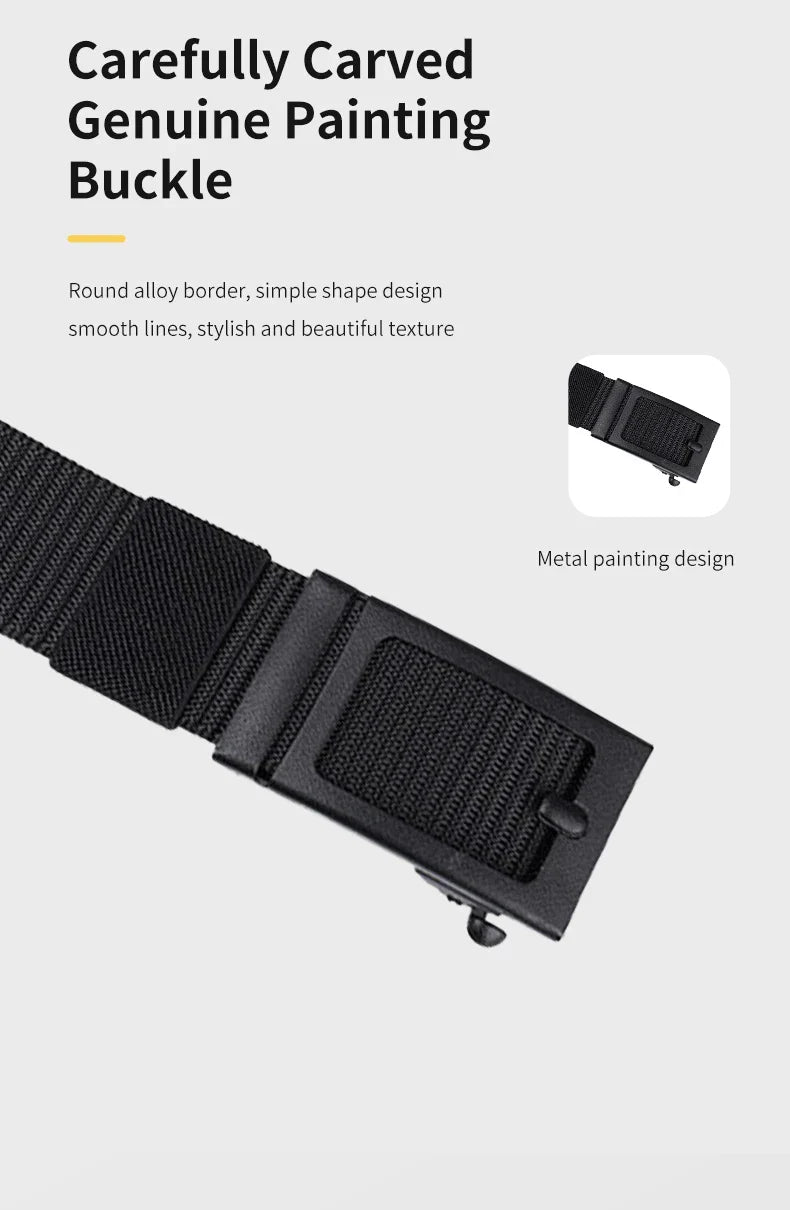 Men's And Women's Toothless Automatic Buckle Belt Military TrainingCanvas Belt New Metal Buckle Young Students' Versatile Belt T