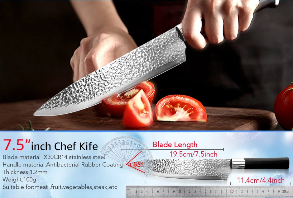 Kitchen Knife Chef Bread Slicer Utility Santoku 7CR17 440C Stainless Steel Non Stick
