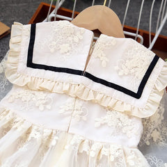 Baby Girls Long-sleeved Lace Dresses Children's Kids Girls Bowknot