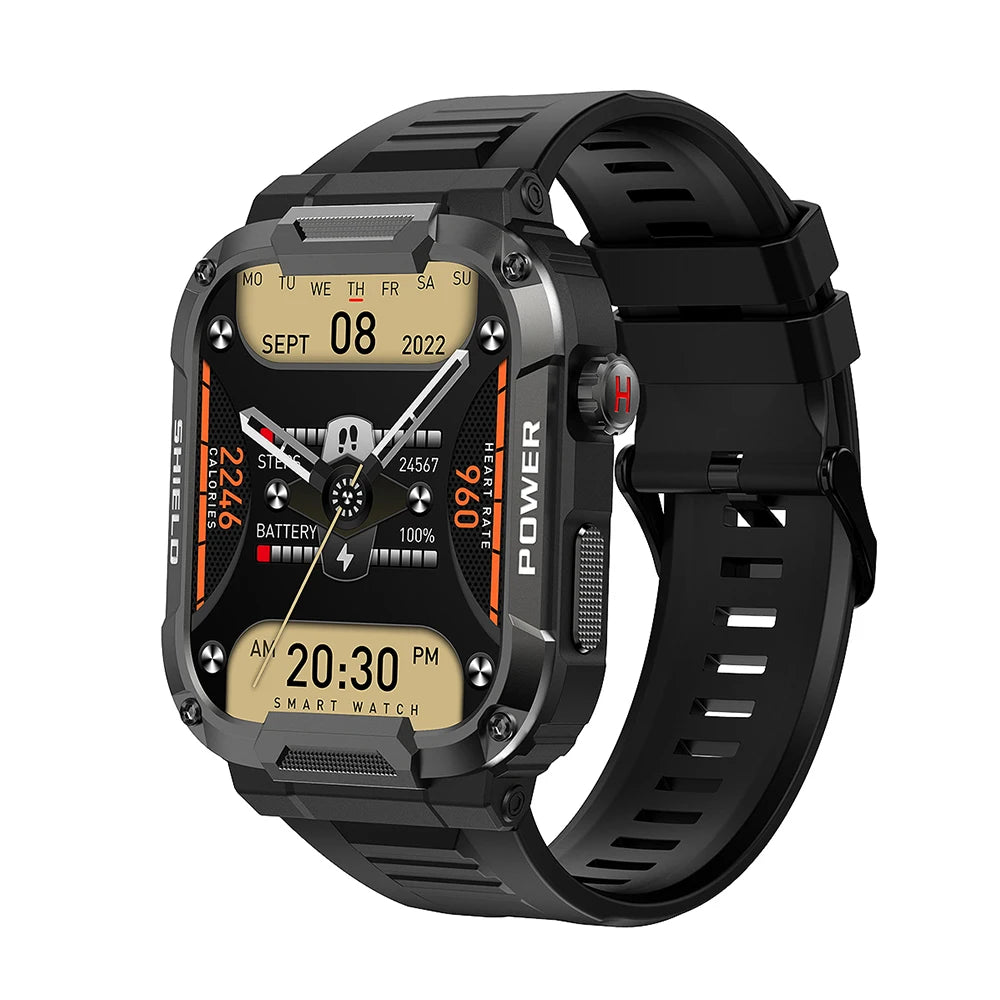 MEVADEN 1.85 inch Outdoor Military Smart Watch Men Bluetooth Call Smartwatch Waterproof Sports Fitness Watches for Android IOS