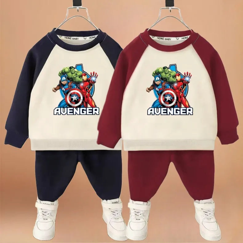Marvel Cartoon Print Children Clothes Sets Spring/autumn Boys Sweatshirt Set Kids O Neck Hoodies Pants Two Piece Kids Tracksuit