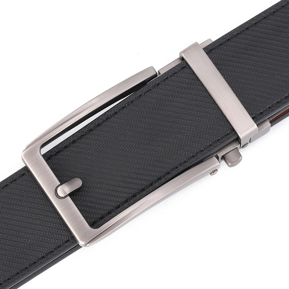 Click Belts for Men Luxury Brand Designer Fashion Automatic Buckle Genuine Leather Men's Belt Male Jeans Waist Strap Blue 3.5 cm