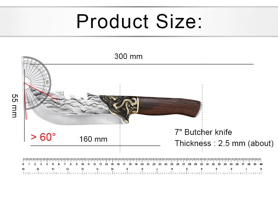 High Hardness Butcher Knife Stainless Steel Tiger Pattern Kitchen knife Bone Chopper