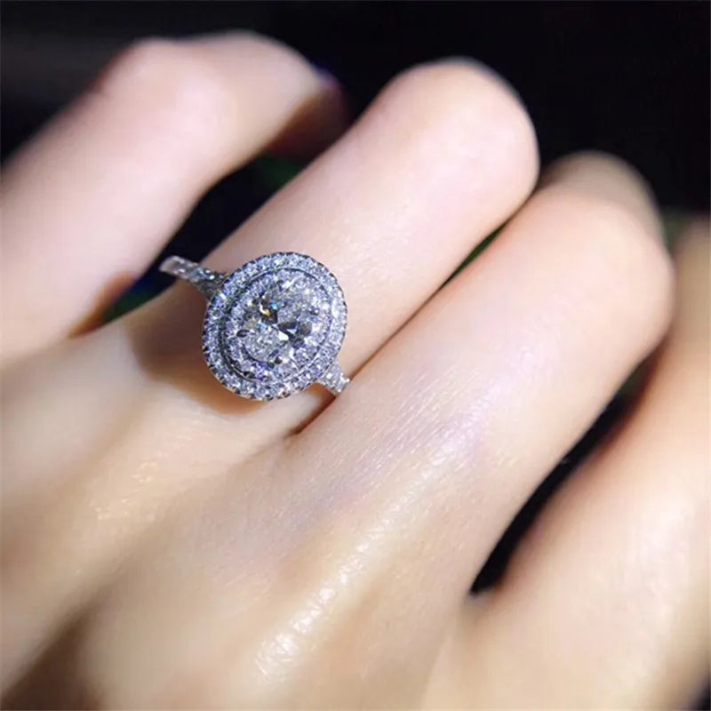 Diamond Ring 100% Real 925 Sterling Silver Party Wedding Band Rings for Women