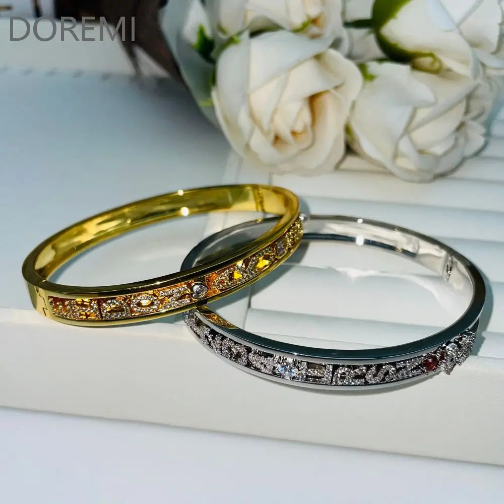 DOREMI Personalized Charms Slide Bangle English Letters 12 Birthstone Charm Heart Star Slide Bangle