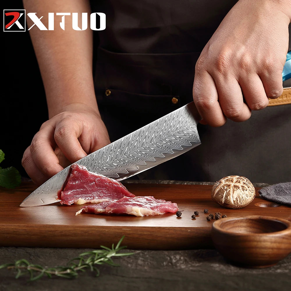 Damascus Knife Set 1-9 PCS Japanese Kitchen Knife Set VG10 Steel Core