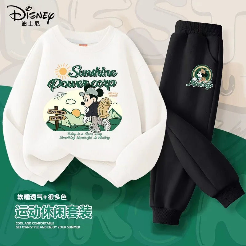Autumn Baby Girl Boy Clothes Set Children Disney Mickey Printing Sweatshirt Top and Pants Bottom 2 Pcs Suit Cotton Tracksuit