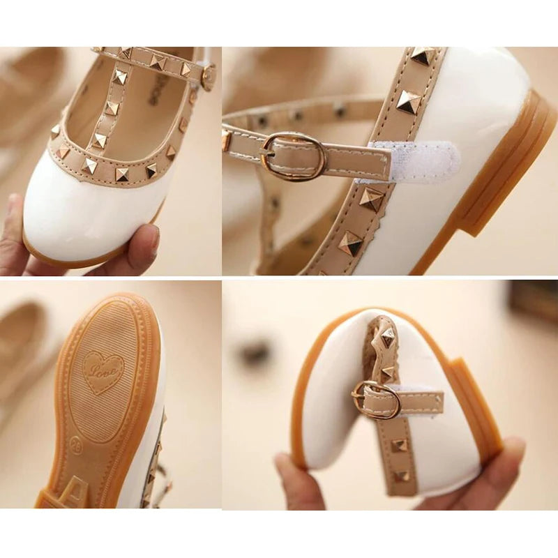 children casual shoes girls spring autumn leather shoes fashion Rivet princess baby shoes