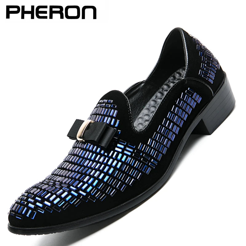 2022 Men Evening formal Dress Rhinestone Shoes Loafers Casual Prom Wedding Party Leather slip on Shoes Men Silver Plus Size 48