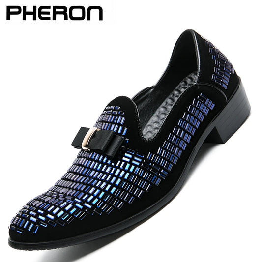 Men Evening formal Dress Rhinestone Shoes Loafers Casual Prom