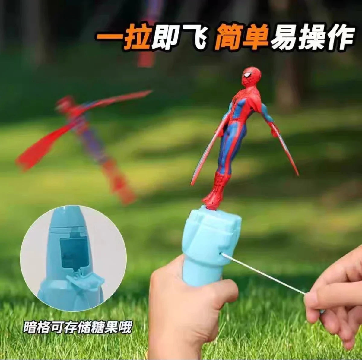 Anime Spiderman Bamboo Dragonfly Flying Toy Iron Man Captain Rotating String Flying Toys Outdoor Toy for Boys Children Gift 2026