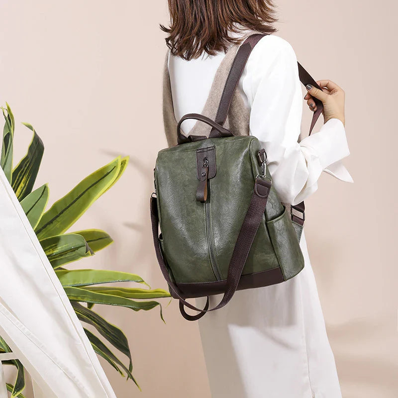 Female Backpack Multifunction PU Leather School Bag Women Shoulder Bag Travel Back Pack Mochila Feminina
