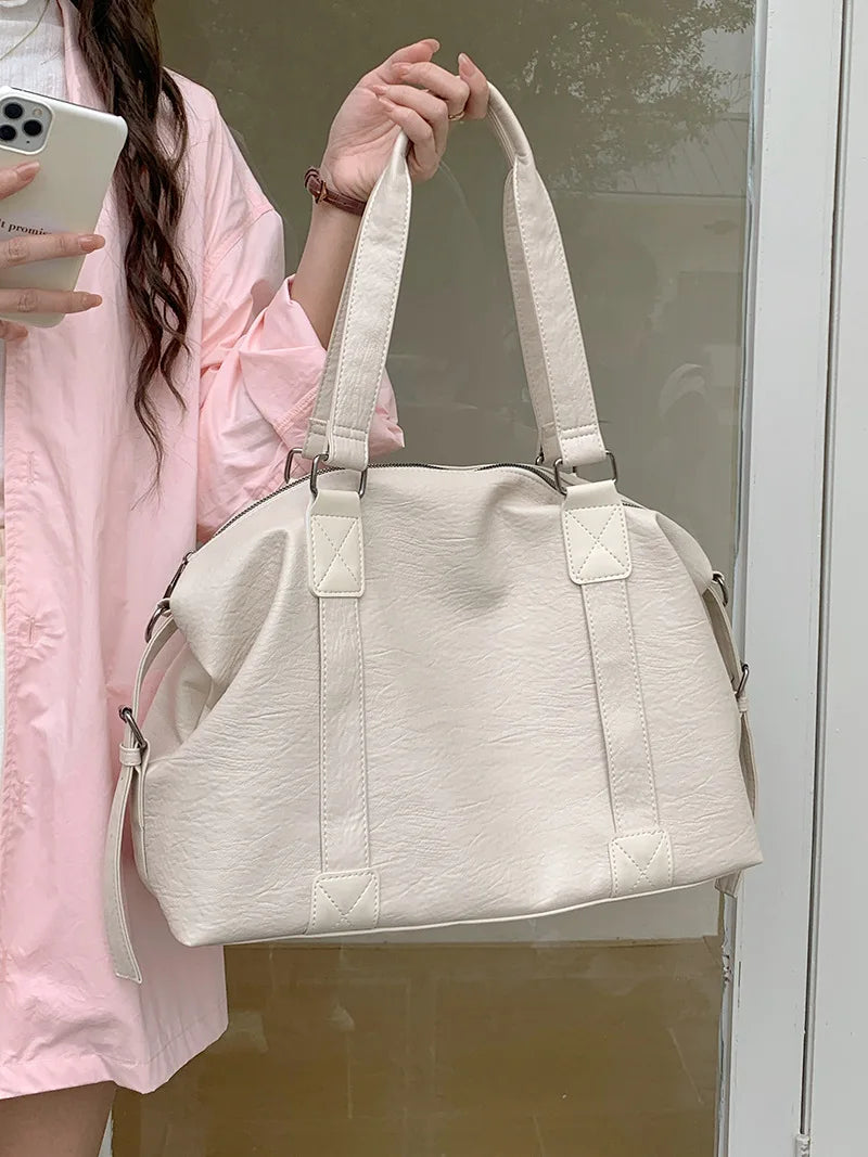 Large Capacity Black Shoulder Bags For Women Large Shopper Bag Solid Color Soft