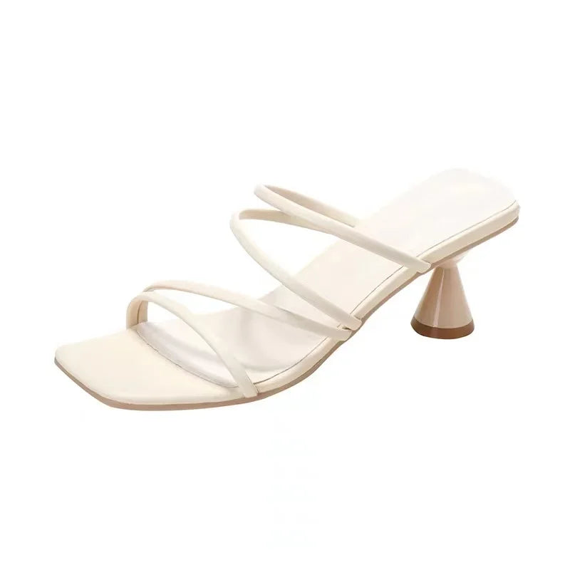 Women's Slippers  Square Toe Grace Narrow Band Solid Casual Sandals