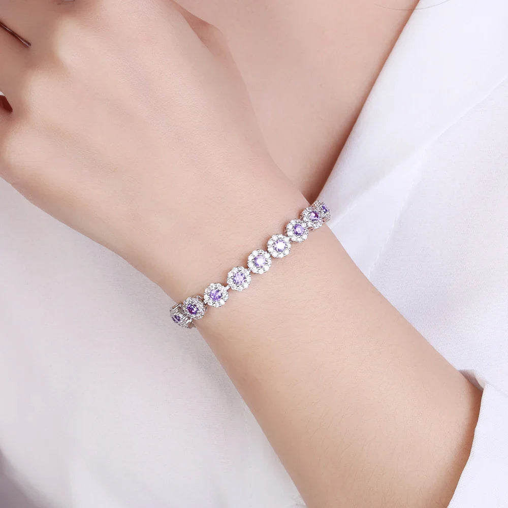 Shining Tennis Bracelet for Women S925 Silver Plated Cubic Zirconia Crystal Bangle Elegant Exquisite Jewelry Wedding Gift FCGJHW