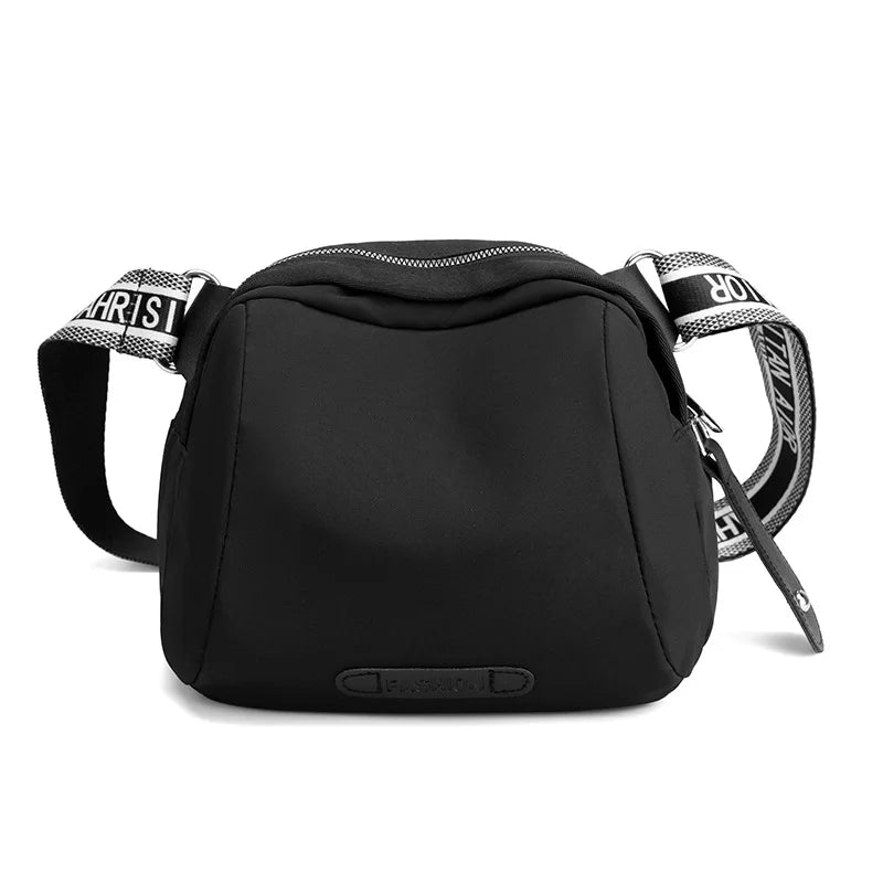 Nylon Crossbody Bag with Zipper Pocket Casual Stylish Shoulder Bag