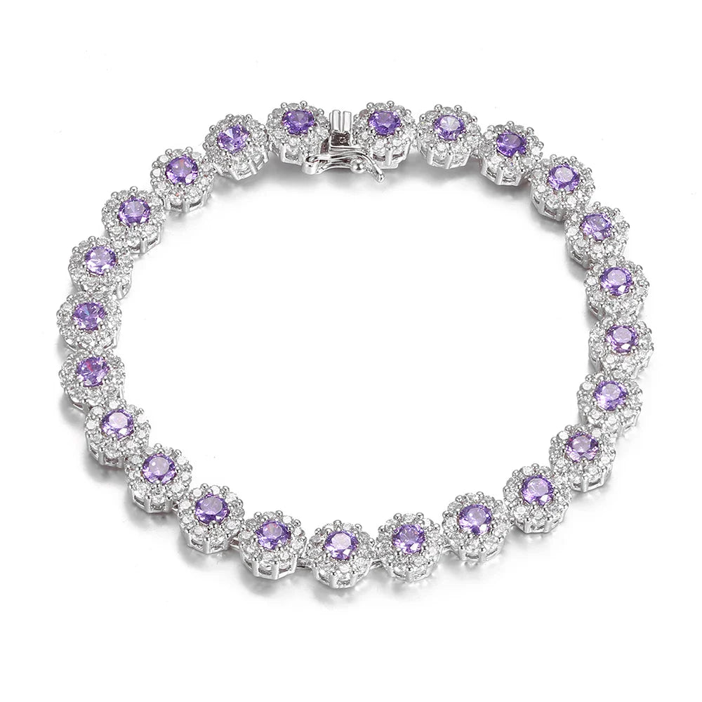 Shining Tennis Bracelet for Women S925 Silver Plated Cubic Zirconia Crystal Bangle Elegant Exquisite Jewelry Wedding Gift FCGJHW