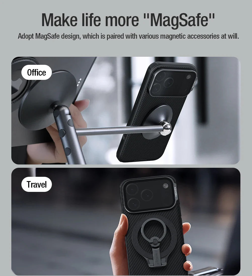 For iPhone 17 Pro Max Magsafe Case NILLKIN CamShield Prop With Foldable Protection Lens Stand Magnetic Cover For iPhone 17 Pro