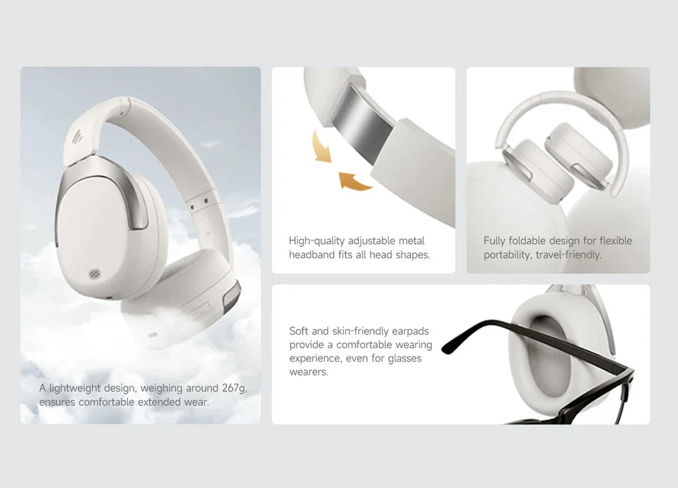 Edifier W830NB Wireless Headphones Bluetooth 5.4 Active Noise Cancelling Hi-Res Over-Ear Headset LDAC Foldable -45dB ANC 94H