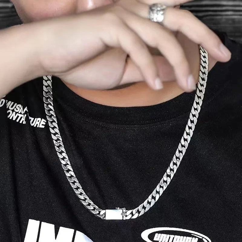 100% S925 Sterling Silver Bracelet 8MM Punk S925 Silver Jewelry Never Fade Men Women Jewelry Gifts