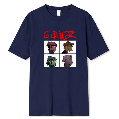 Rock Print T-Shirts Music Band Gorillazs Punk 90s Casual Fashion New Men Short Sleeve Plus Size Pure Cotton T-Shirt Unisex