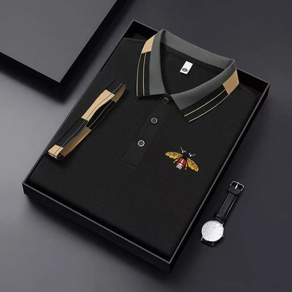 New Men's Fashion Embroidered Collar Short Sleeve Summer New Breathable Polo Shirt Short Sleeve, High Quality Outdoor Men's Top
