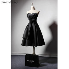 Black Short Prom Dress Lady Girl Women Robe Princess Banquet Party