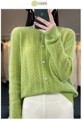 Wool Cardigan Womens Clothing O-neck Sweater Mujer Long Sleeve Tops Knitwears