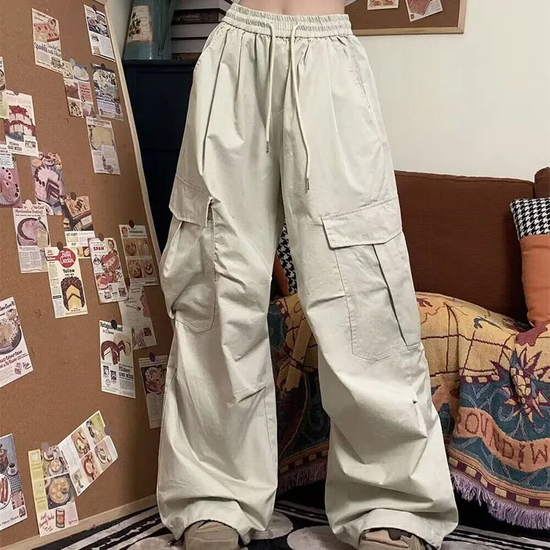 Y2K Streetwear Cargo Pants Women Vintage Big Pocket Baggy Oversize