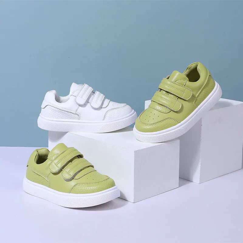 DIMI Spring/Autumn Children Shoes Boy Girl Microfiber Leather White School Shoes