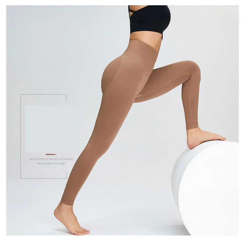 Seamless High Waist Nude Yoga Pants Women's Honey Peach Hip Lifting Tight Fitness