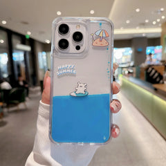 Surfer Puppy Luxury Liquid Silicone iphone 12/13/14/15 Case For iPhone 12/13 Pro 14/15 Pro Max Plus Dynamic Quicksand Cover