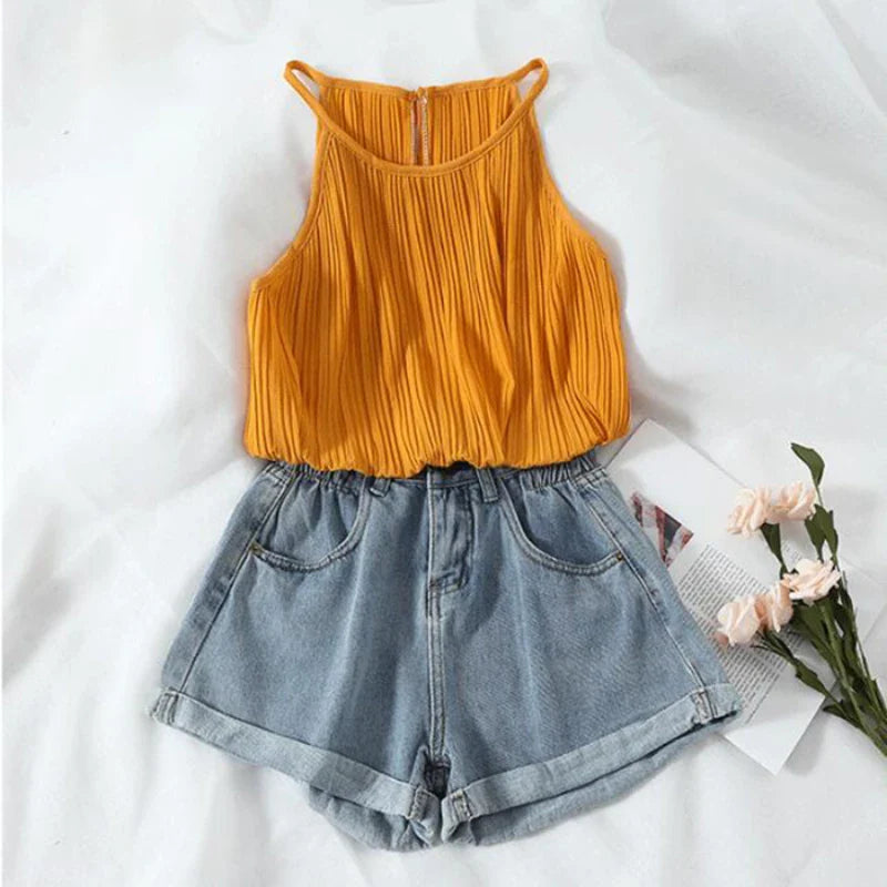 ZMZBCH Summer High Waist Denim Shorts Women Casual Loose Ladies Fashion Plus Size Elastic Waist Wide Leg Short Jeans Female