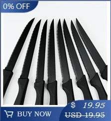 Table Knife Set  4/6/8Pcs Black Matte Comfort Handle Paring Knives German