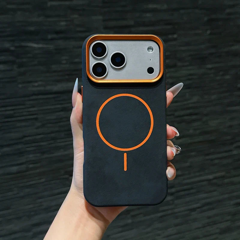 For iPhone 17 Pro Max 17 Air Case Magnetic Elephant Skin Pattern Ultra-thin Metal Lens Protection Wireless Charging Cover