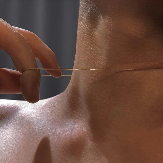 Vintage Gold Color Stainless Steel Snake Chain Necklace For Women Fashion Clavicle