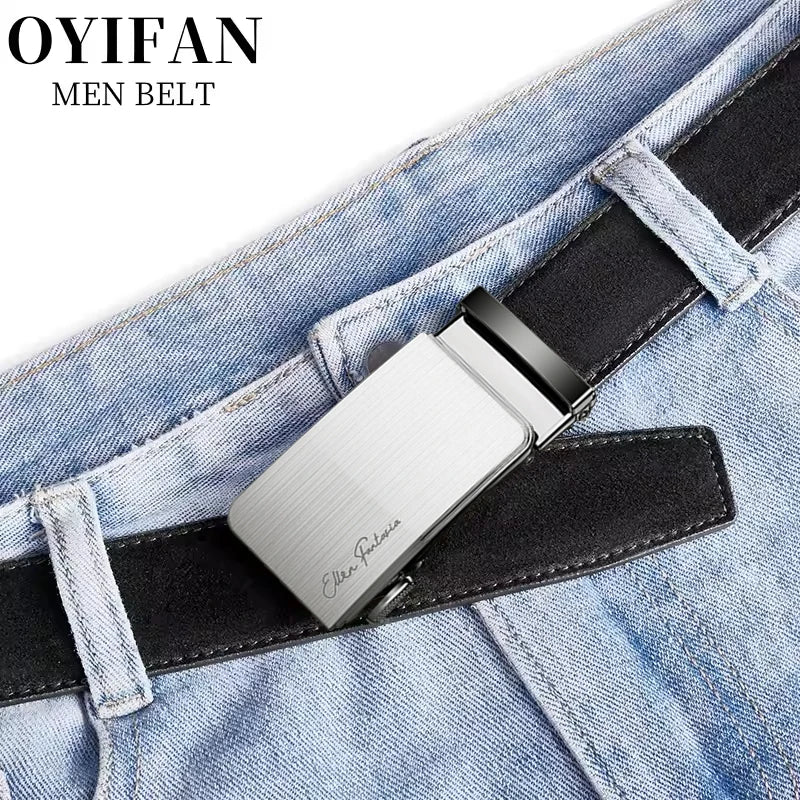 Men Belts Automatic Buckle Belt PU Leather High Quality For Men Leather Strap Casual For Jeans