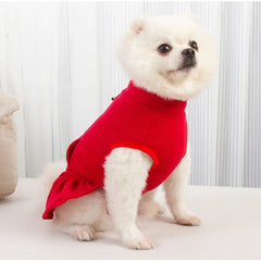 Solid Color High Collar Fleece Pet Dress Pullover For Small Dogs Princess Dress
