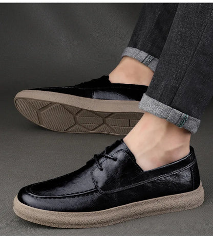 Mens Casual Shoes Genuine Leather Men Formal Business Leather Shoes High Quality Male Casual Shoes Lace Up Shoes Oxfords Flats